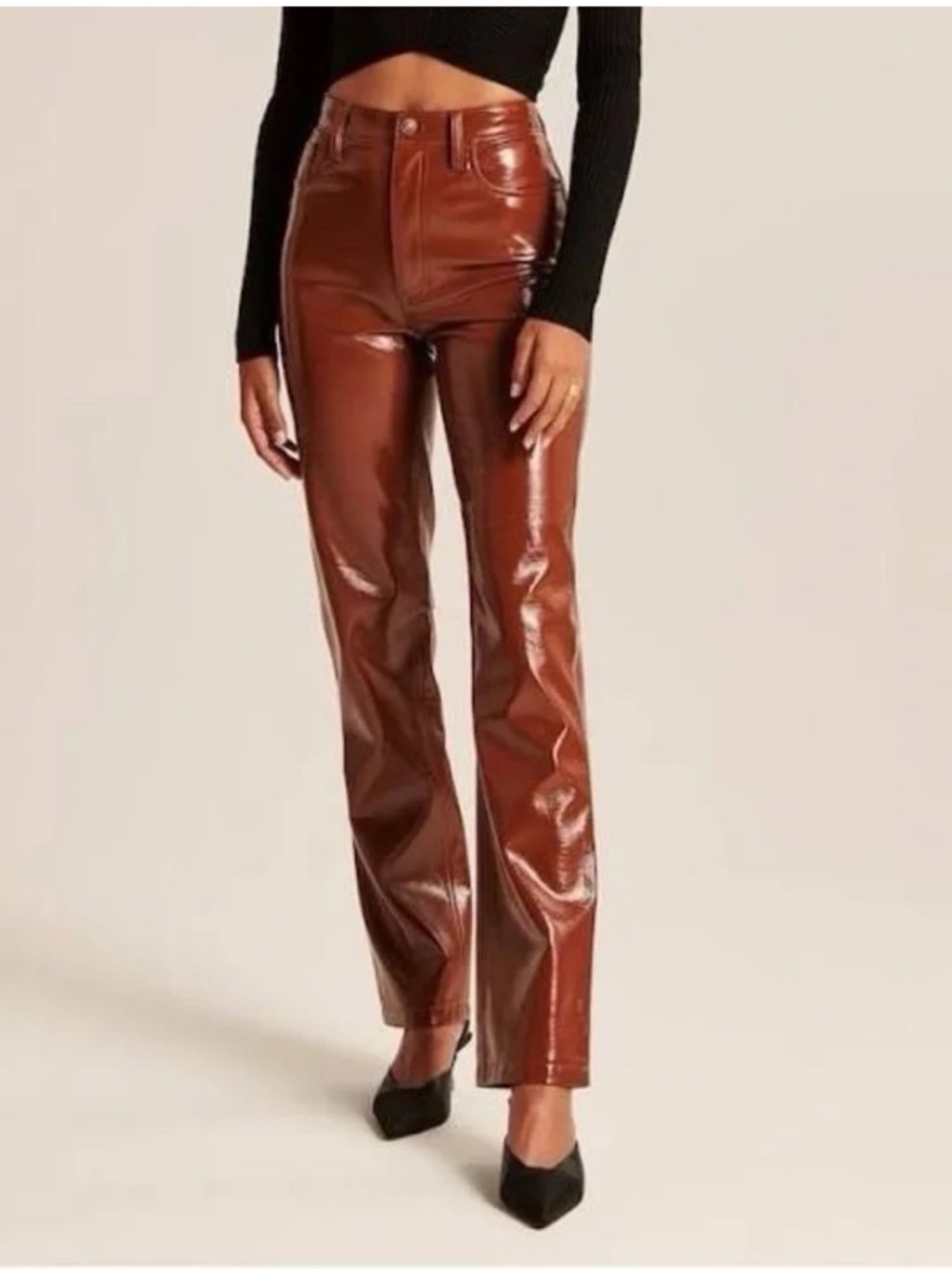 Abercrombie & Fitch Curve Love Patent Leather 90s Straight Pant